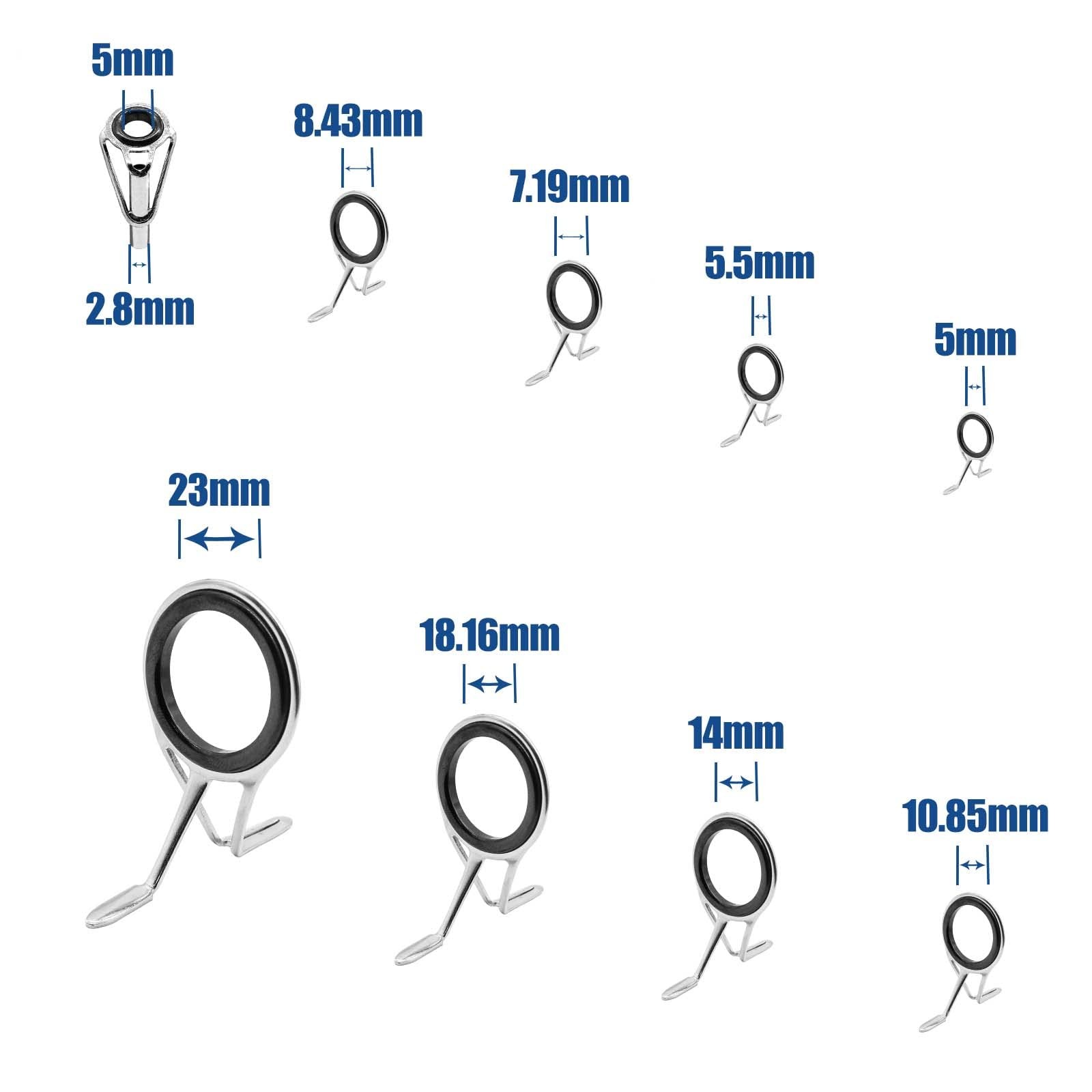 9 Pieces Fishing Rod Repair Kit, Double Legs Fishing Rod Guides Rings, Stainl