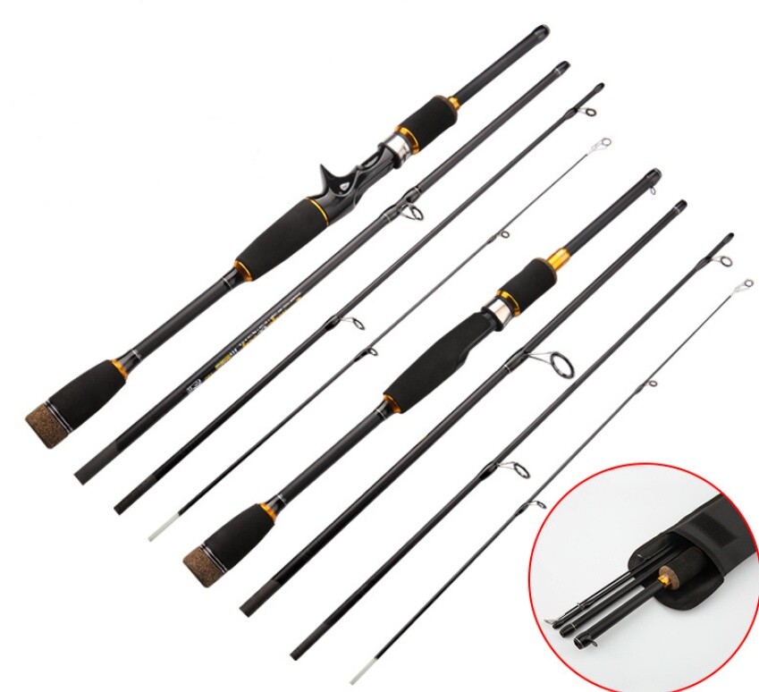 1.8M 2.1M Travel Fishing Rod Carbon Fiber Spinning Casting Lure Pole Fast Rods
