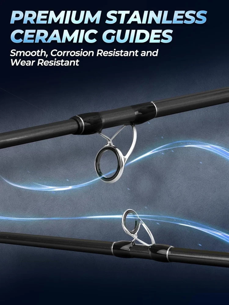 4-Piece Travel Spinning Fishing Rod, 4Piece-Spin-7’0″-H-MFast, black