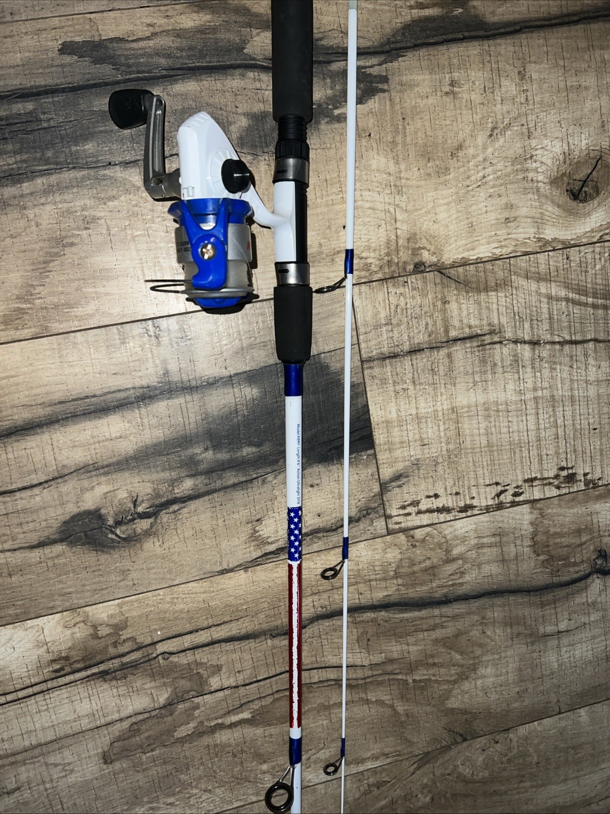 Kunnan Ultralight Spinning Rod 4.5’ 2-Pc KBRV & 5.2:1 Reel American Flag Decal