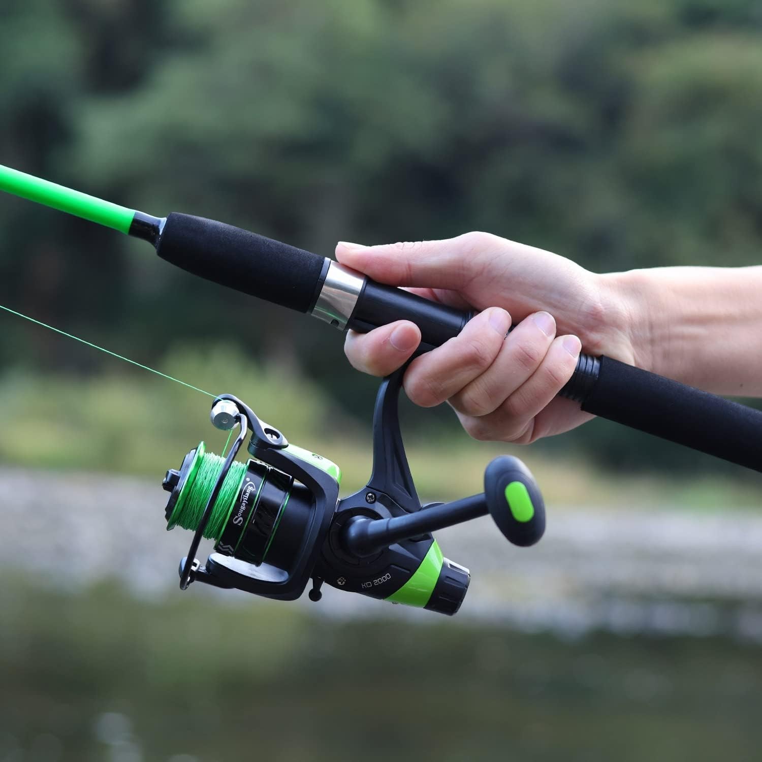 Fast Action Fishing Rod for Catfish and Salmon, 3.9 Ft Glass Fiber Spinning Pole