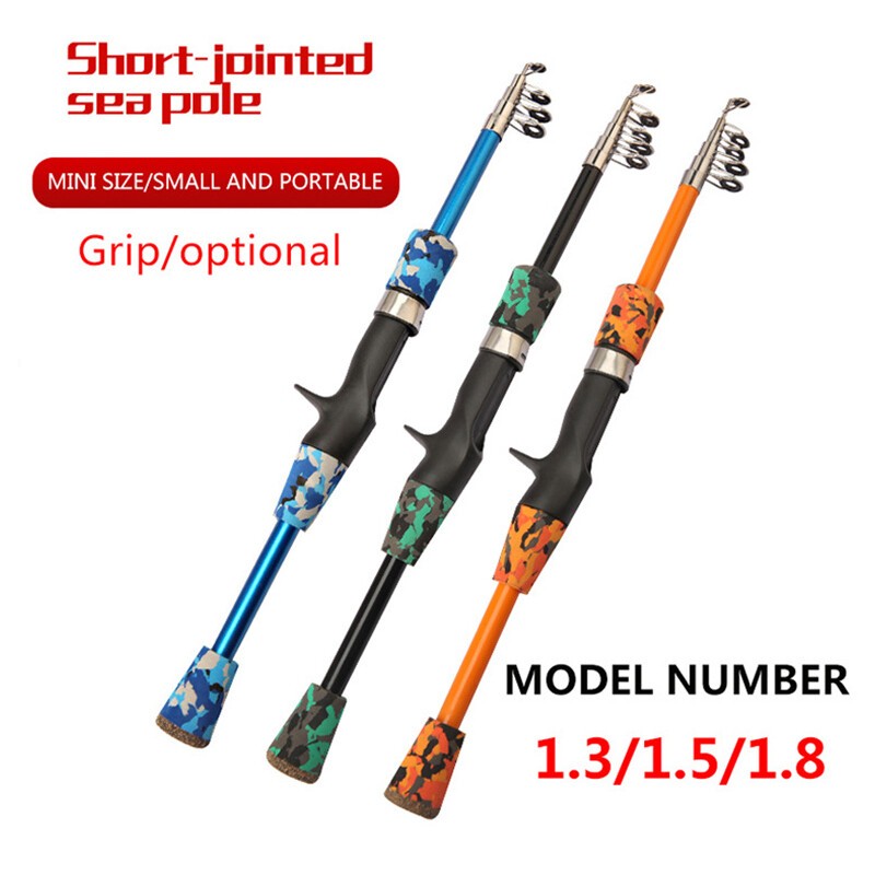 Fishing Rod Casting Rod Fiberglass Pole 1.3M/1.5M/1.8M Telescopic Portable