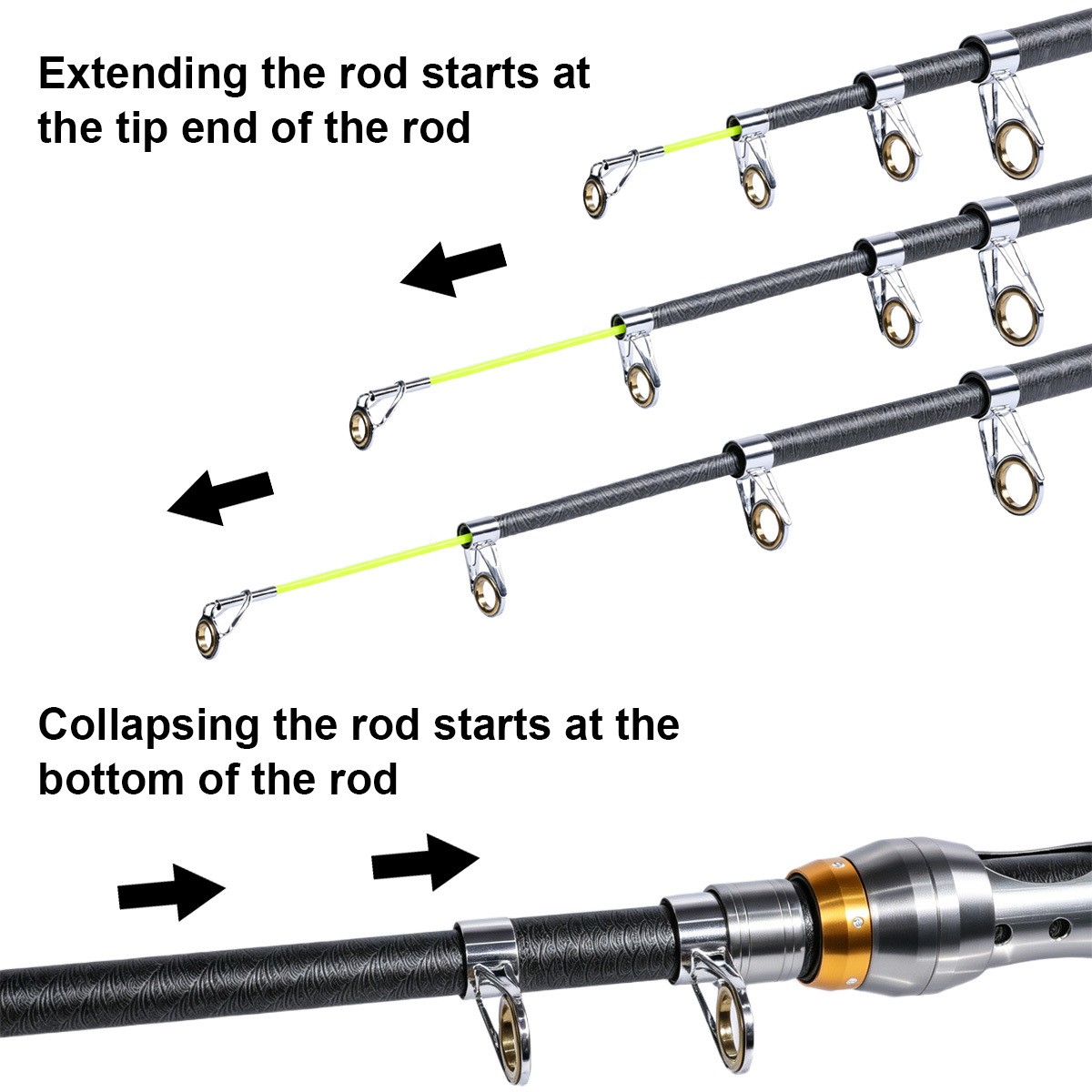 Pro Carbon Fiber Telescopic Fishing Rod Sea Saltwater Freshwater Spinning Pole
