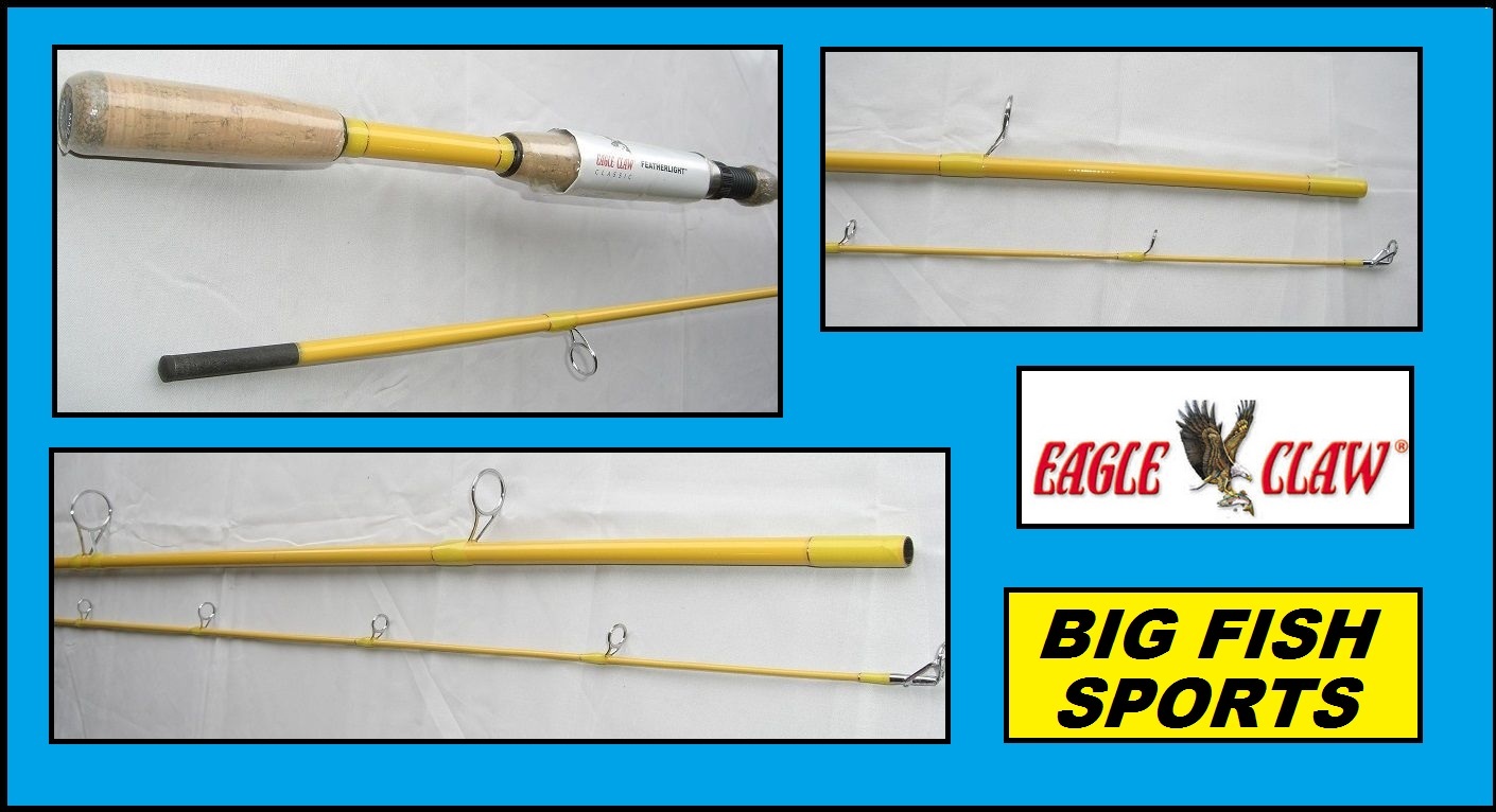 EAGLE CLAW Featherlight 9′ Fiberglass Spinning Rod #FL209-9 FREE USA SHIPPING!