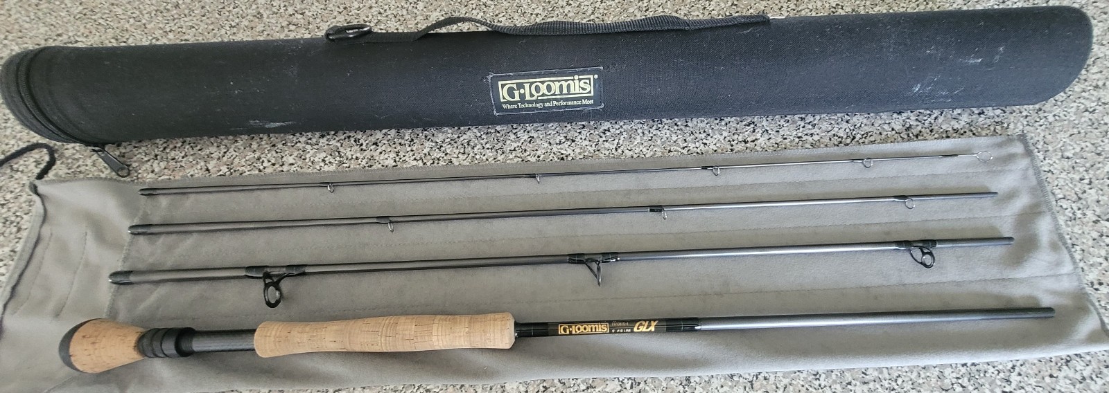 G. Loomis GLX 9′ 10wt 4 pc Fly Rod. FR10810-4 Excellent Condition