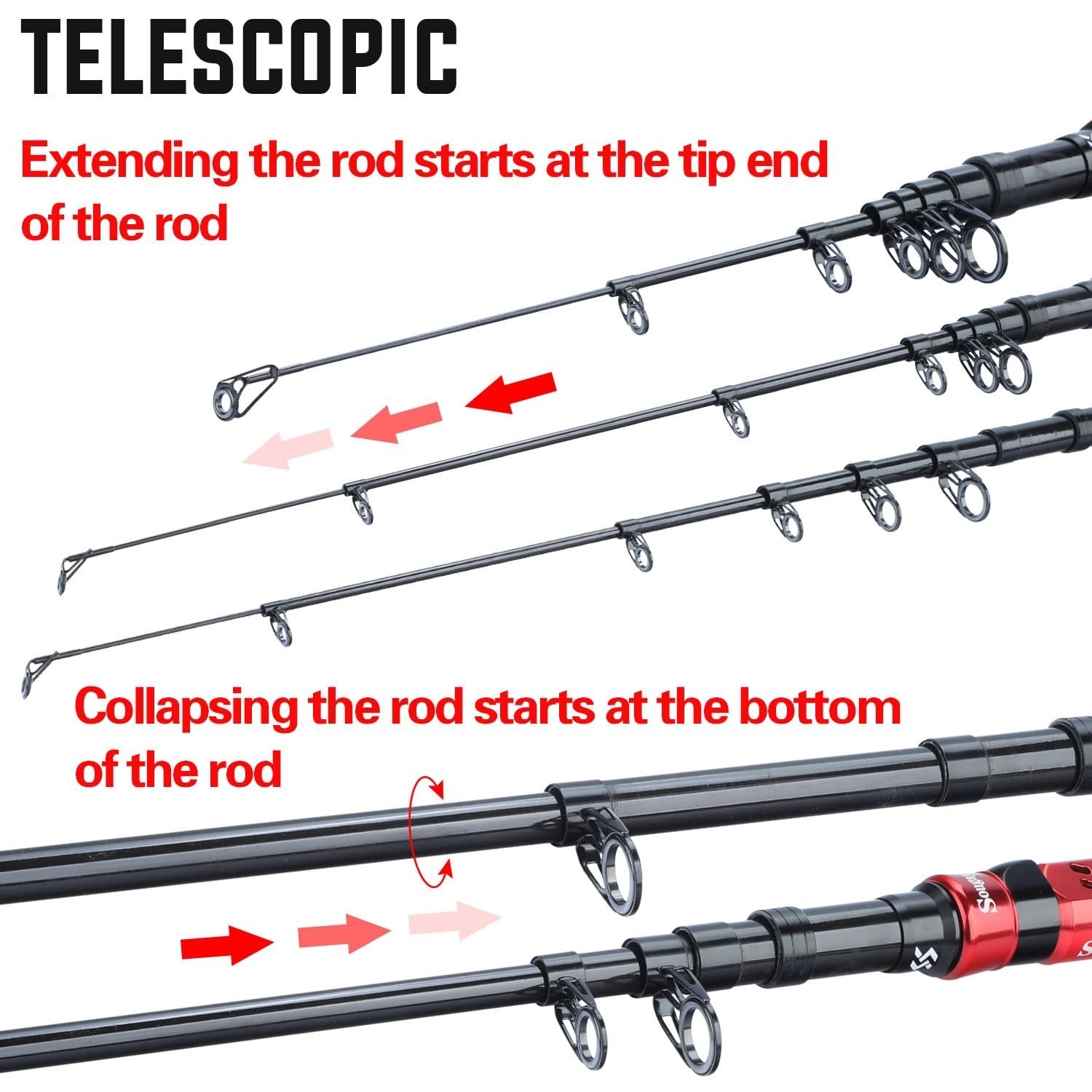 Sougayilang Telescopic Fishing Rod – Lightweight Carbon Fiber, 10 ft