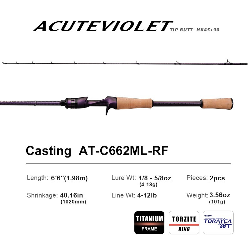 PURELURE ACUTEVIOLET Jerkbait Fishing Rod Spinning Casting Lightweight Purple
