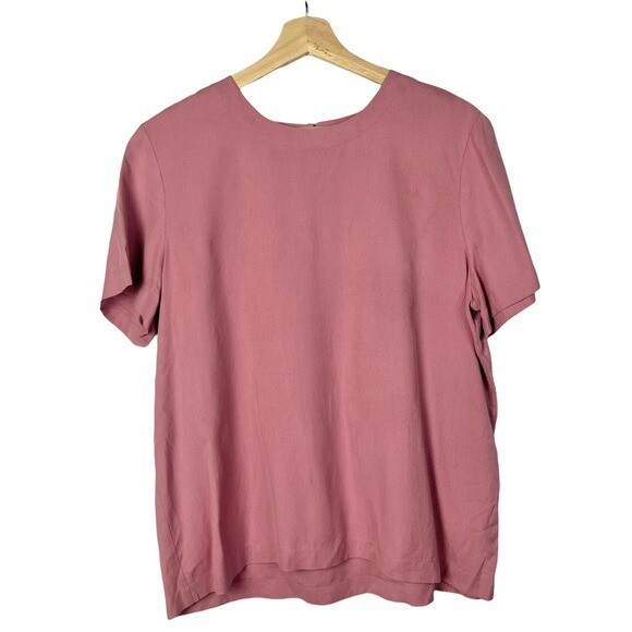 Orvis Mauve Pink Purple Round Neck Short Sleeve Blouse L
