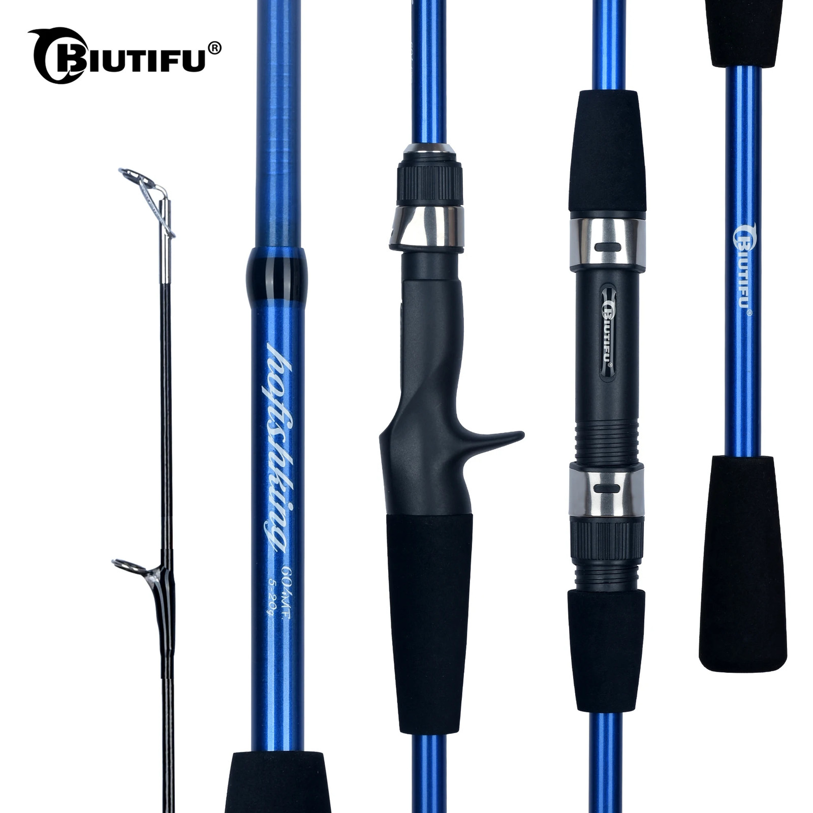 BIUTIFU Baitcasting Spinning Mini Fishing Rod 4/5 Section 1.8/2.1mTravel Carbon