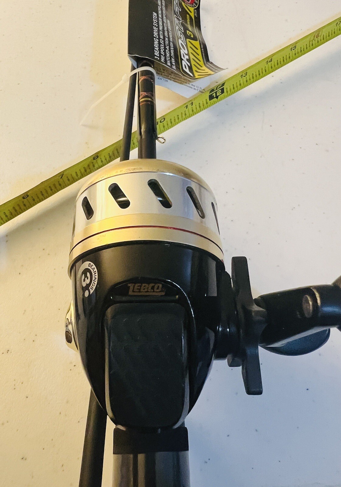 Vtg Zebco Pro Staff Spinning Fishing Rod & Spincast Combo 2 Piece Rod 6′ M