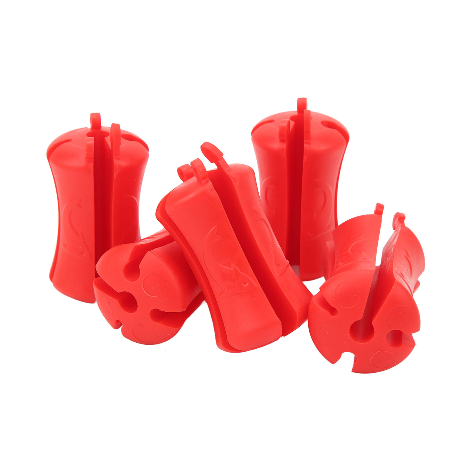 (Red)5PCS Portable Fishing Rod Fixed Ball Silicone Reusable Fishing Rod CH