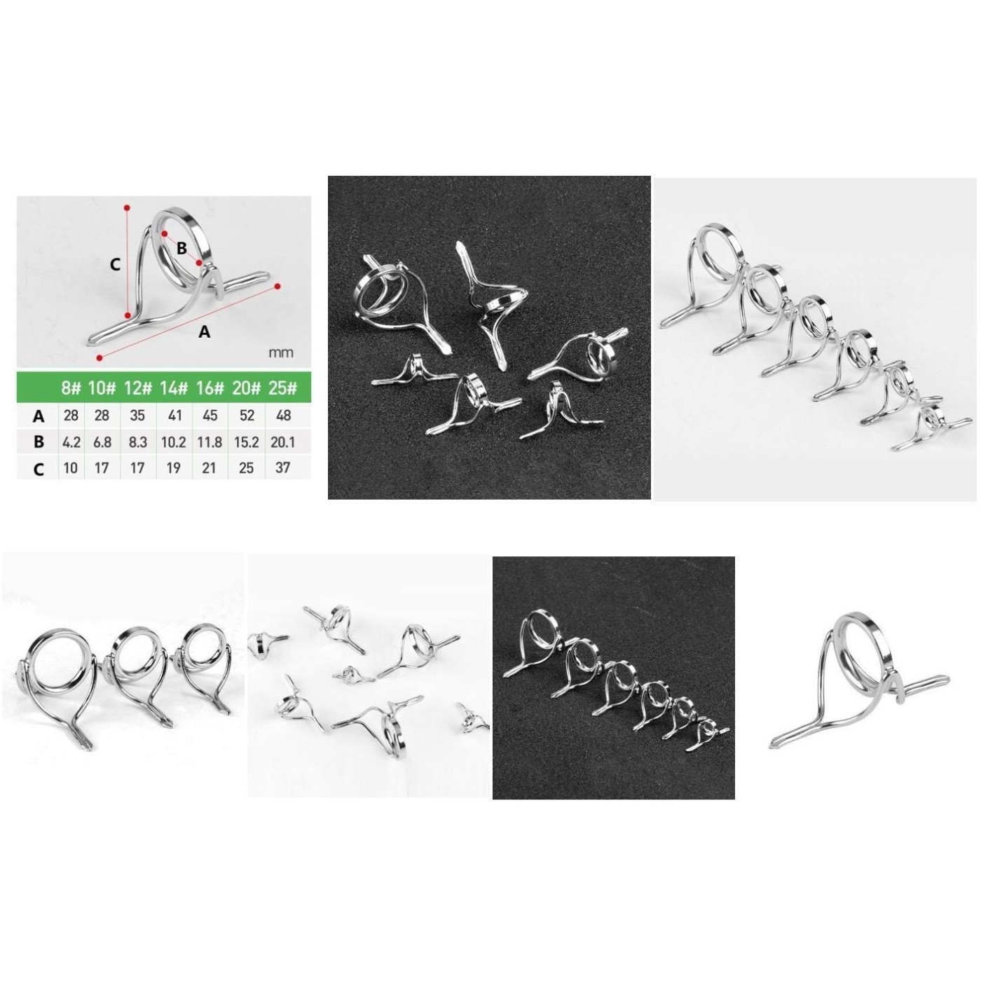 Stainless Steel Tip Top Guides for Fishing Rods with Ceramic Line Ring