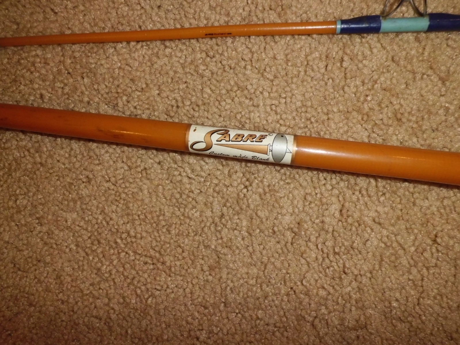Vintage SABRE #1222 Golden 2 pc Spinning 8’6″ Rod made in USA- 10-30 lb test