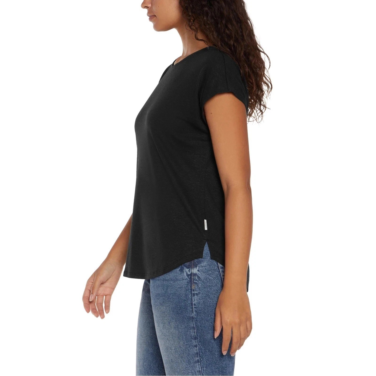 NWT Orvis Women’s XL Black Linen Blend Short Sleeve Top J2131
