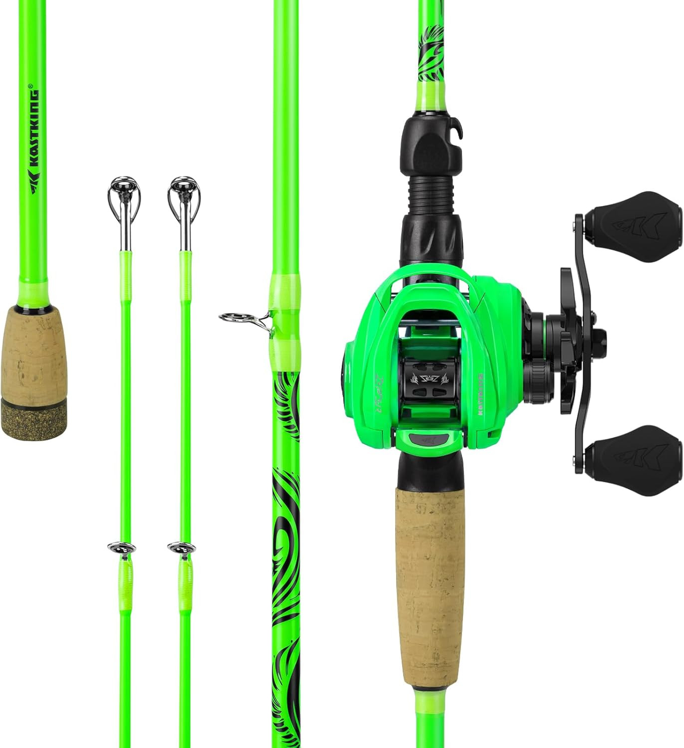 Right Hand Zephyr Dual-Tip Fishing Rod Reel Combo IM6 Graphite 2Pc Handle