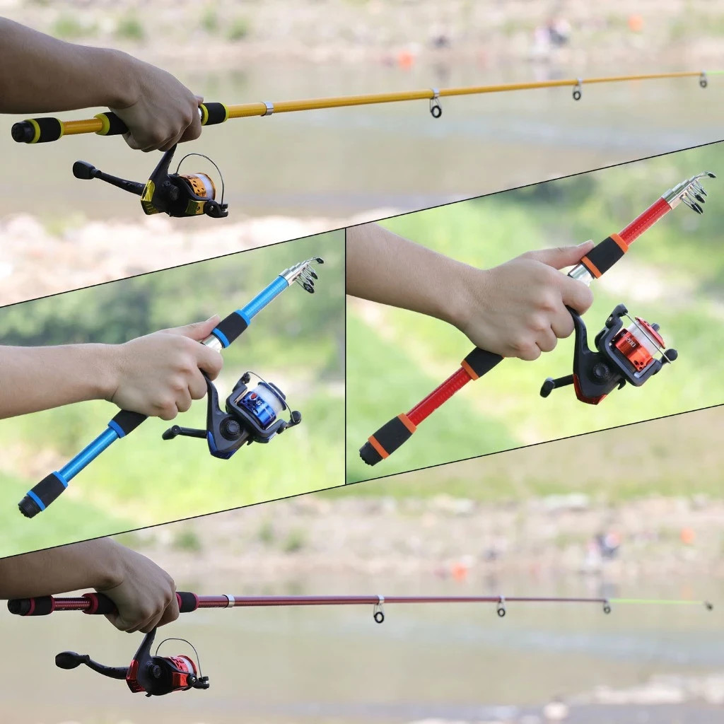 Sougayilang Mini Fishing Rod Durable Glass Fiber Portable Travel Spinning Pole