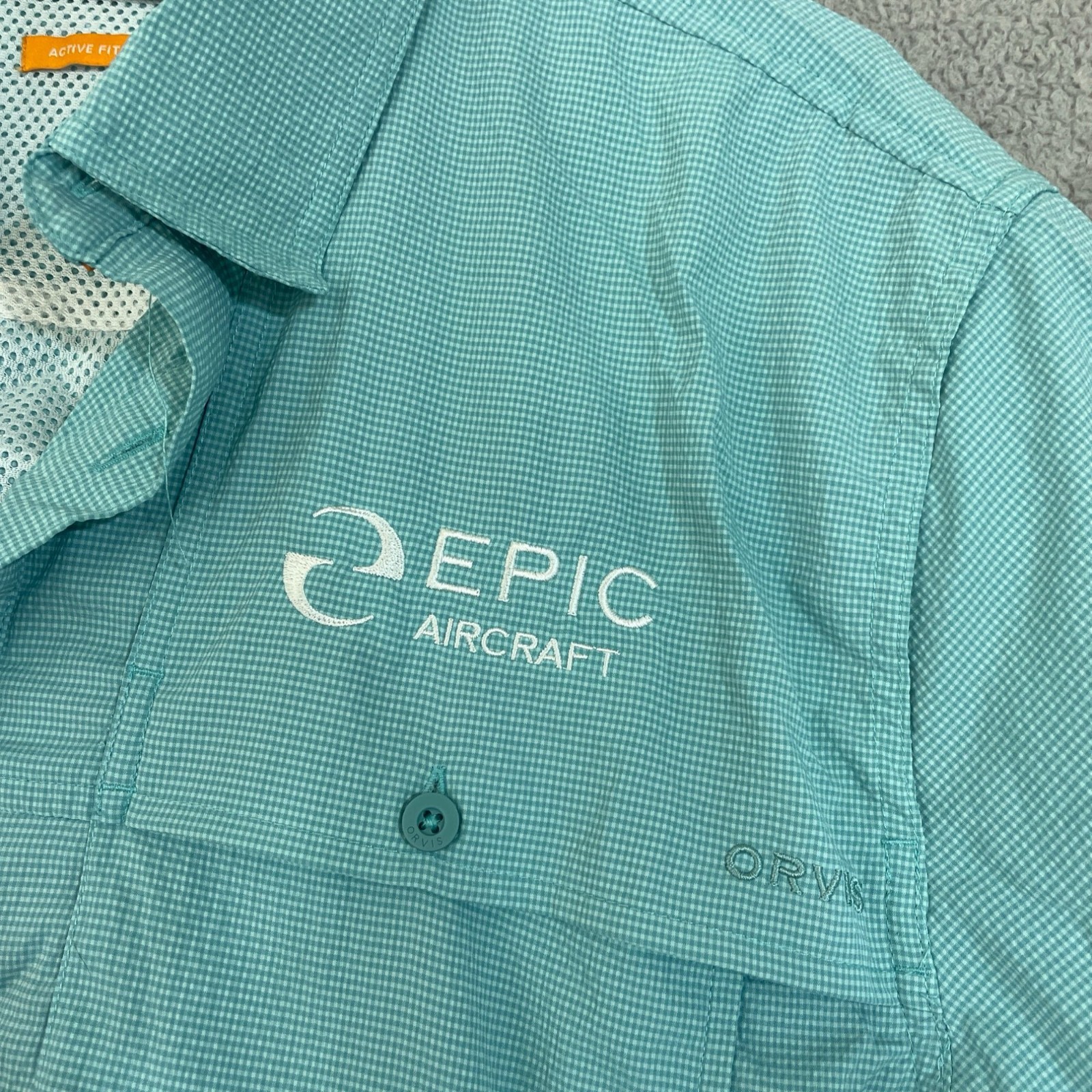 Orvis Men’s L Active Fit Short Sleeve Button-Up Shirt Outdoor Blue F1351