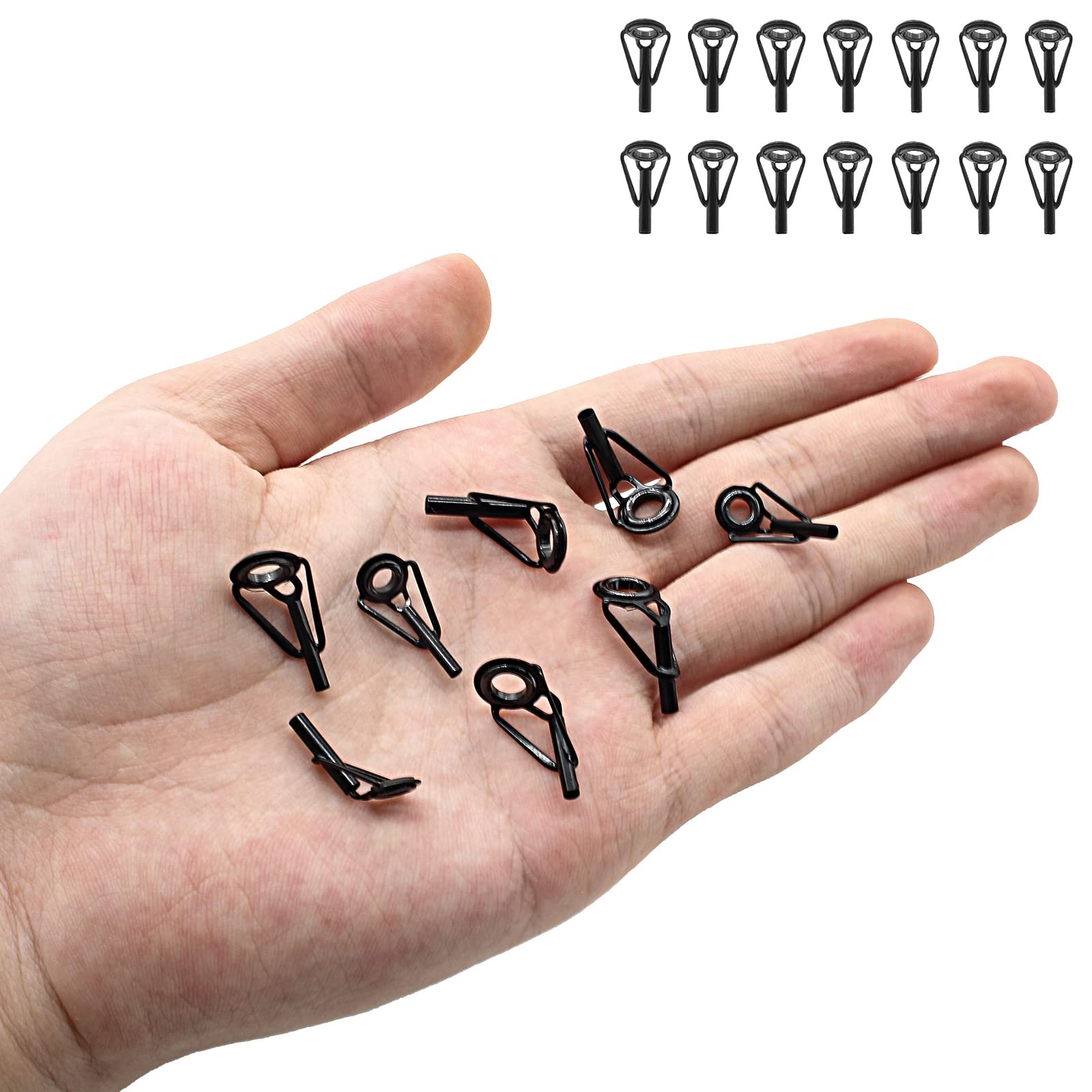 16pcs Fishing Rod Tip Repair Kit, Black Stainless Steel Rod Top Tips Replacem…