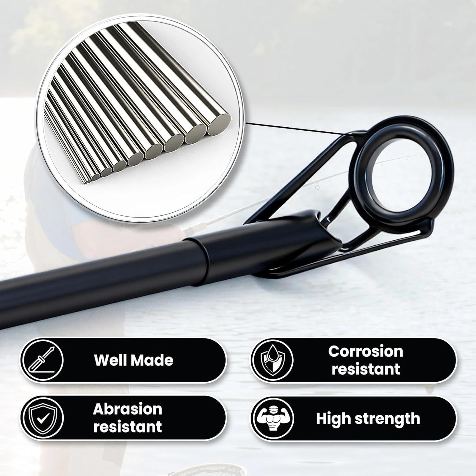 Fishing Rod Tip Repair Kit Stainless Steel Ceramic Guides Ring Replacement Set