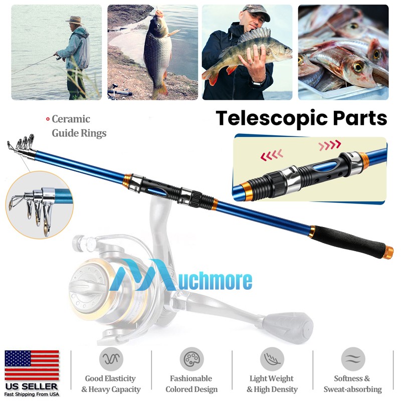 Heavy Duty Carbon Fiber Telescopic Fishing Rod Pole Sea Saltwater Freshwater