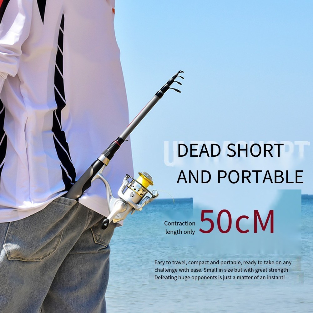 Telescopic Carbon Fiber Fishing Rod 160cm Saltwater Casting Rod with Grip