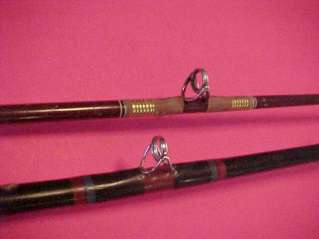 NICE PAIR OF 2 VINTAGE CUSTOM MADE 30 TO 60# CLASS CONVENTIONAL FISHING RODS W@W