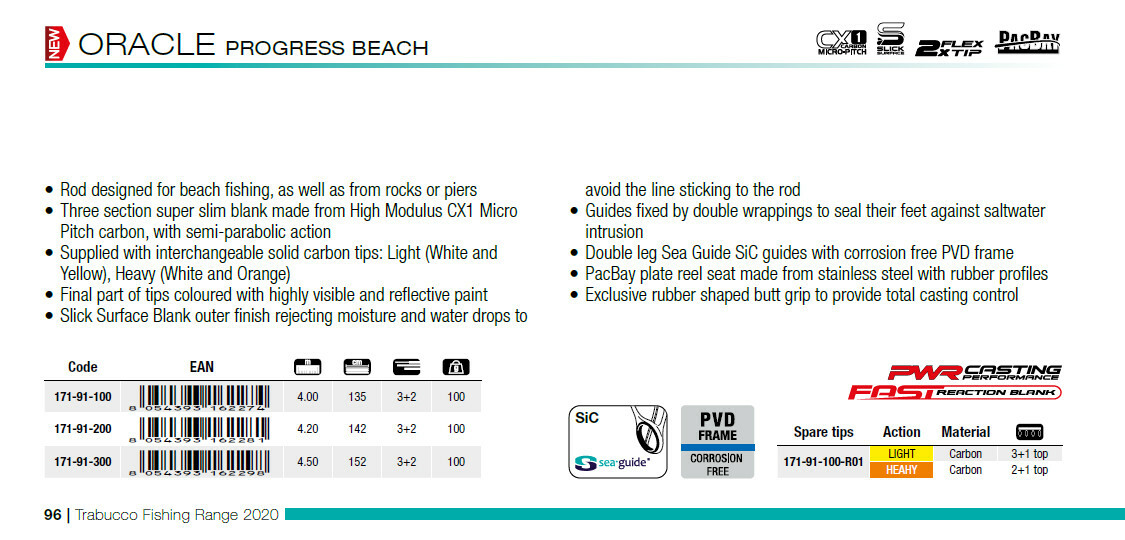 Trabucco Oracle Progress Beach beach 4.00m 4.20m 4.50m Beach ledgering rod