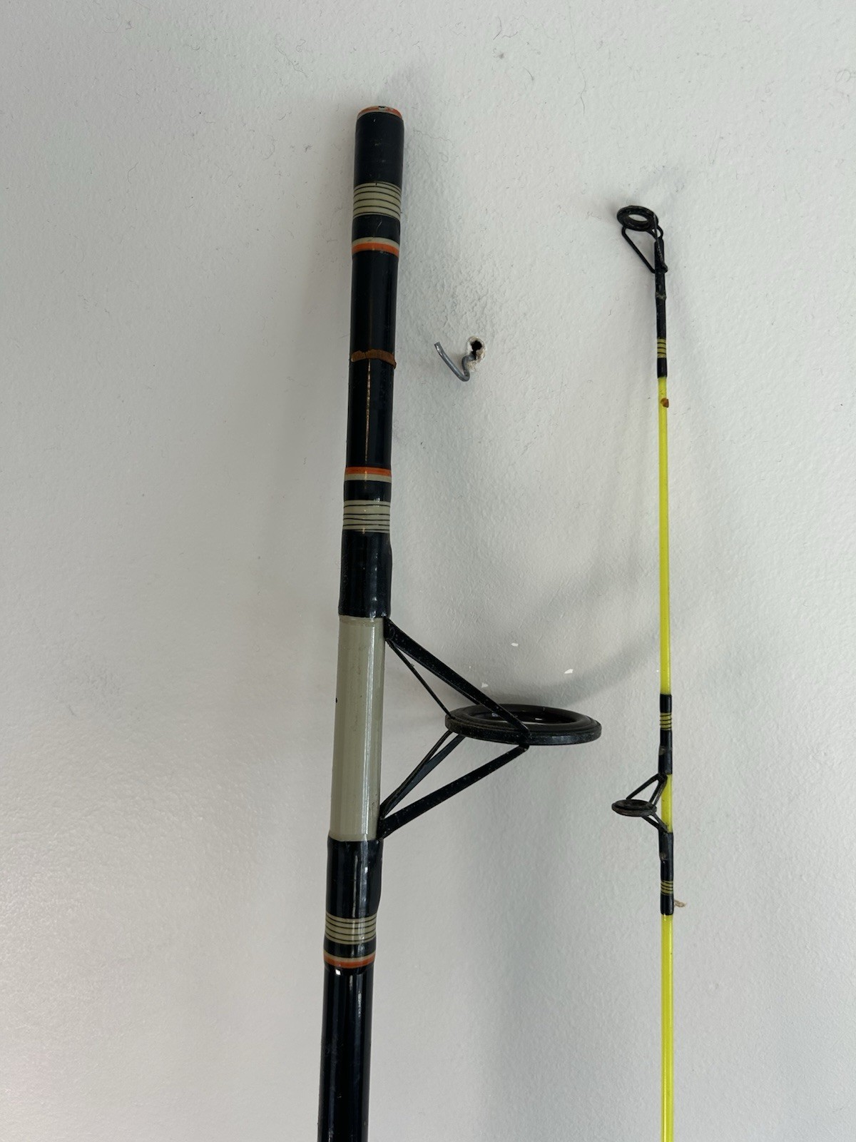 Olympic TT80 Fishing Rod Pole 2-pc 8′ Made In Korea Black & Yellow Vintage