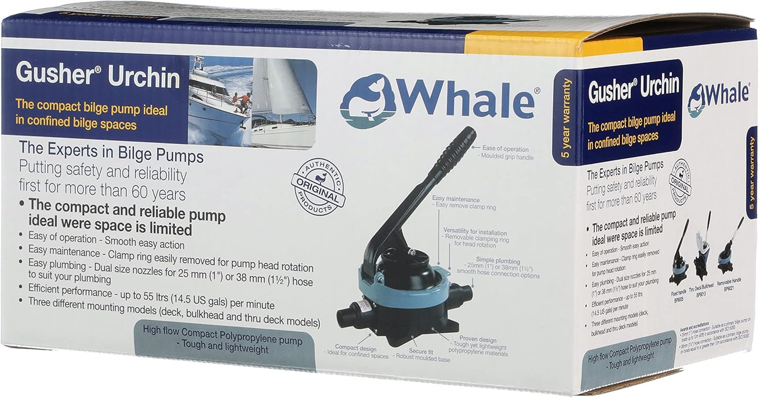 Gusher Urchin Manual Bilge Pump – up to 14.5 GPM Flow Rate – for Boats up to 40