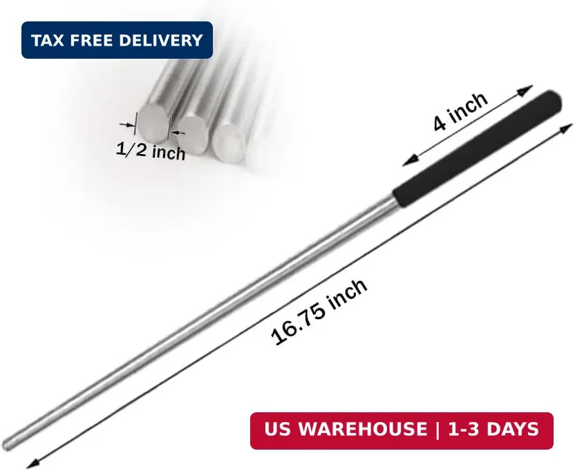 2 PCS Winding Rods D 1/2″” x L 16.75″” Inch with Black Random Antiskid Handle, U
