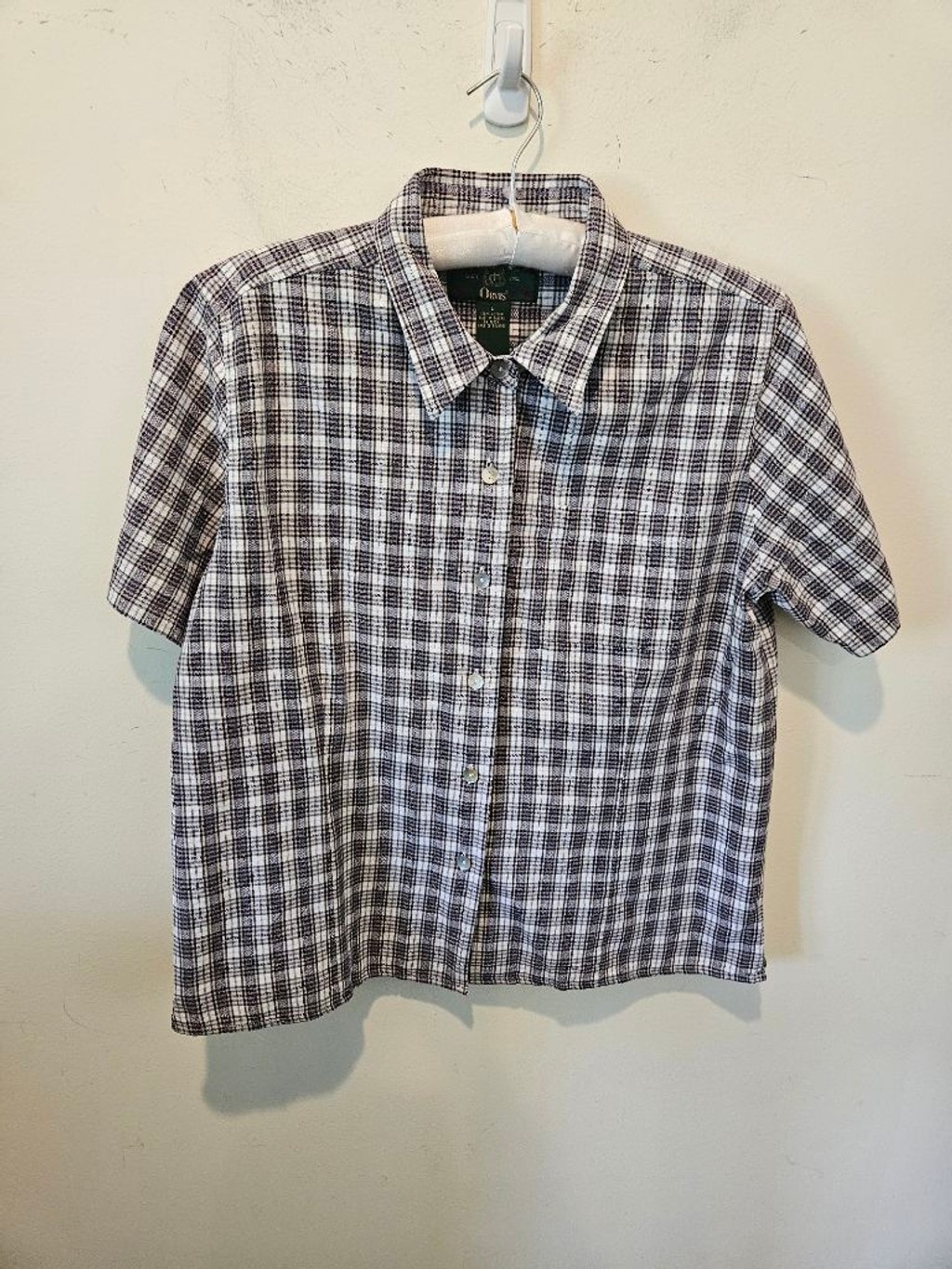 Women’s Orvis VTG 90s Y2K Plaid Button Down Shirt L White Blue