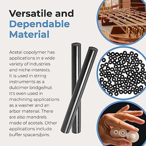 (Pack) Round Acetal Copolymer Rods – Standard Tolerance 1 ½ 1.5″ x 12″ 2 Black