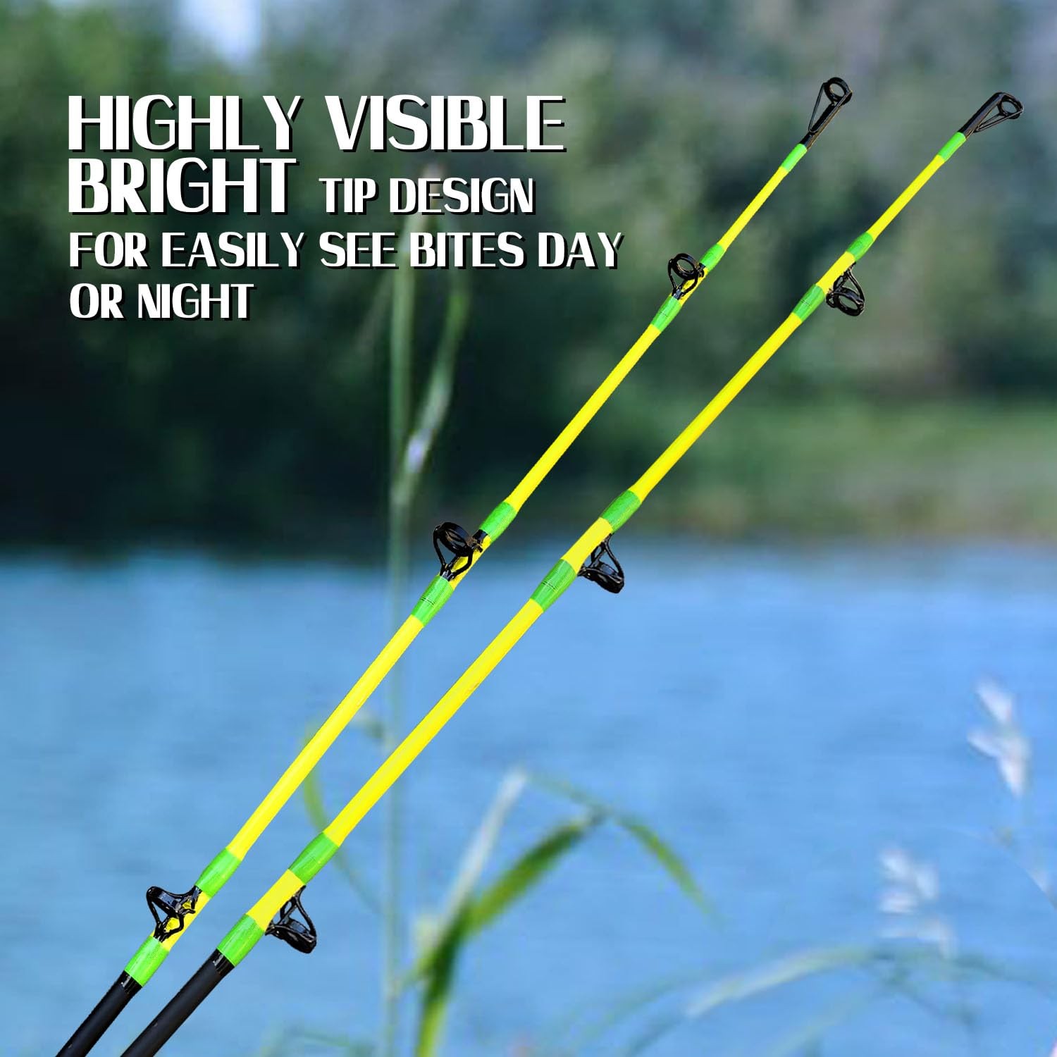 Fiblink Catfish Fishing Rods 86 Green Catfish Rod 2 Piece Portable Travel