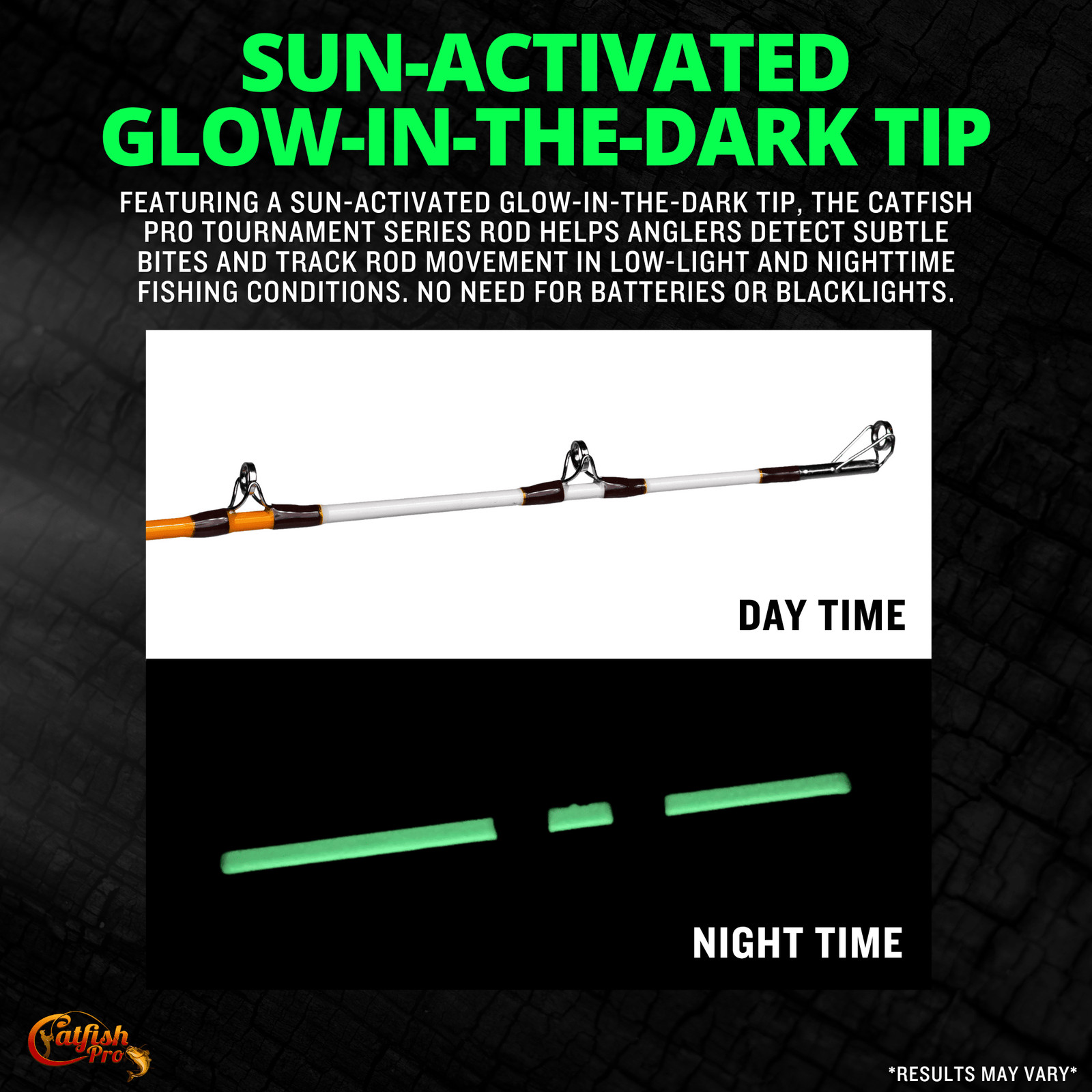 Catfish Pro Tournament Series 7’6″ Spinning Rod Glow Tip
