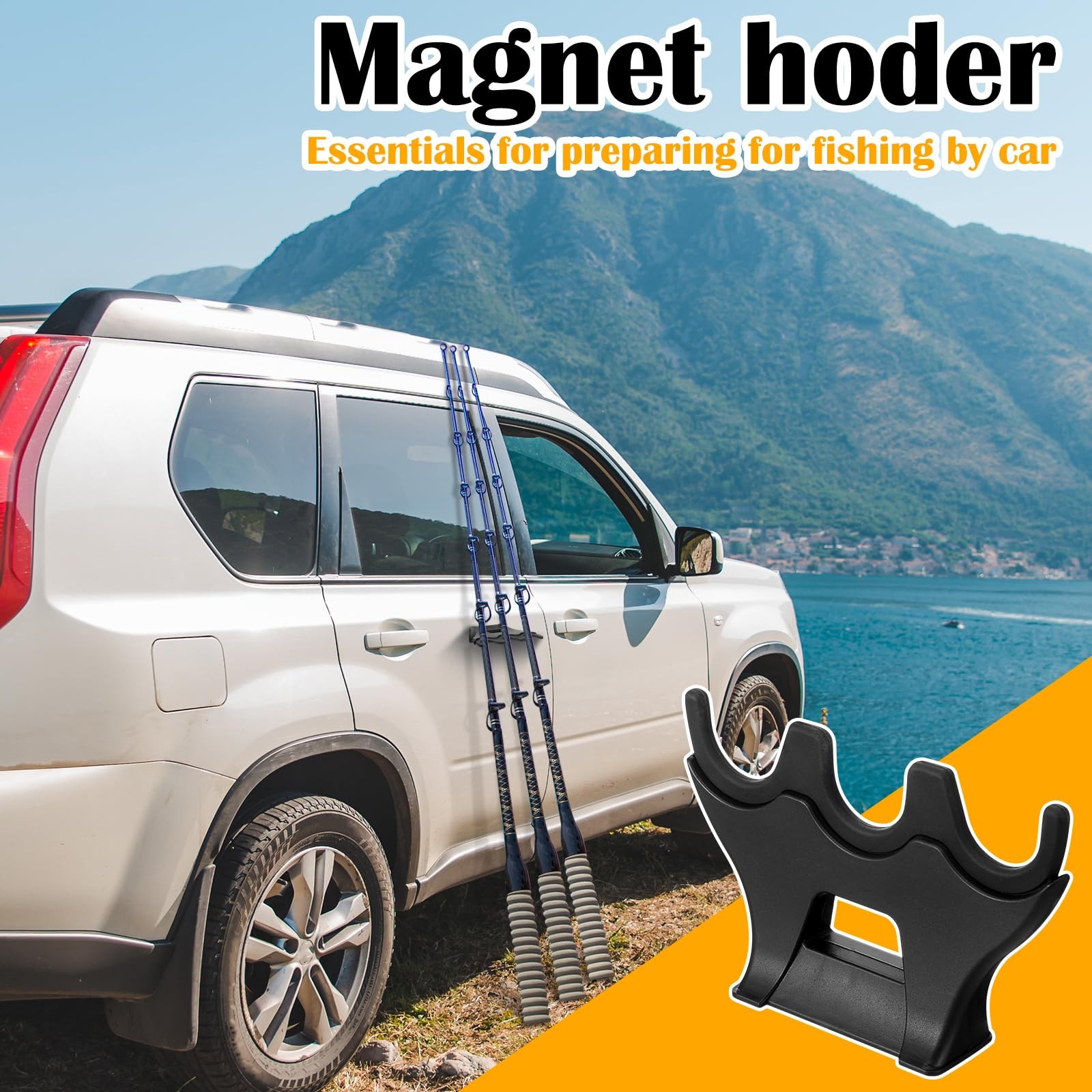 Silipull 2 Pcs Magnetic Fishing Rod Holder for 5.8 x 3.7 x1.3 inches, black