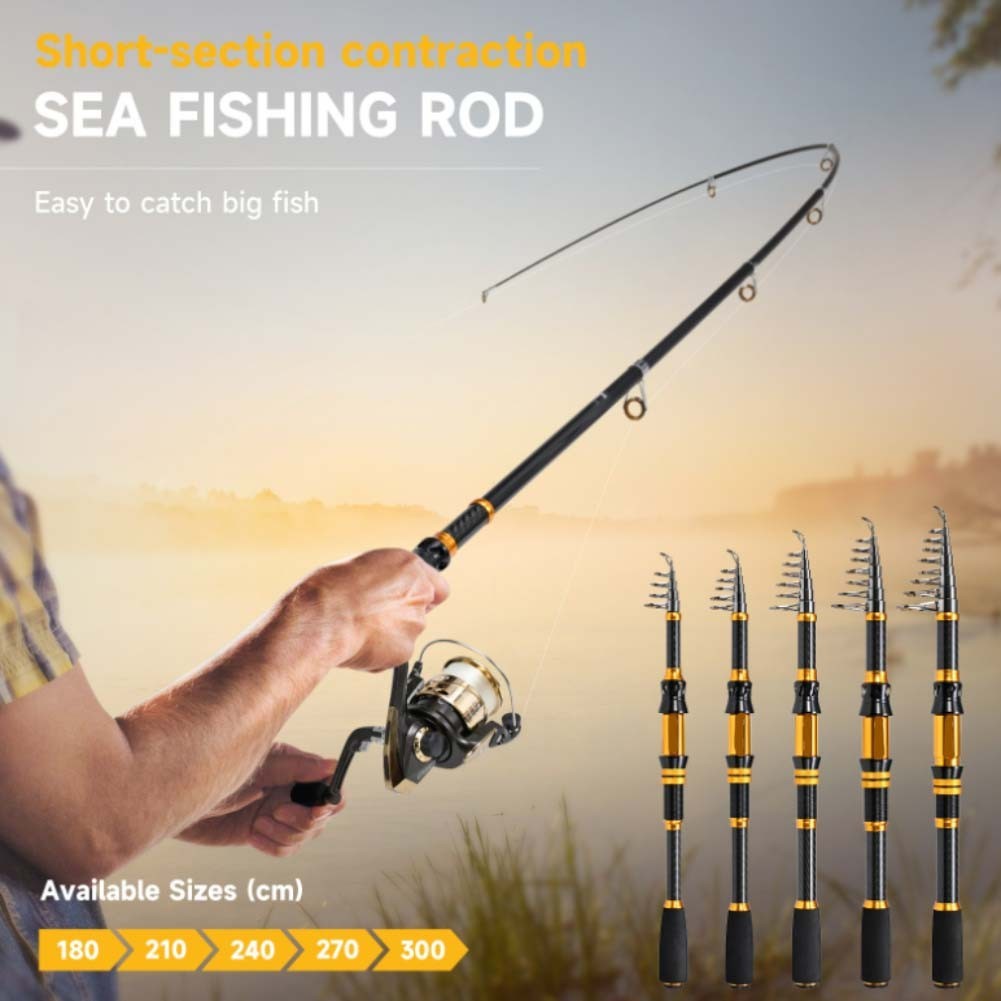 Compact Carbon Fiber Spinnings Fishing Rod with EVA Handle 1 8m to 3 0m