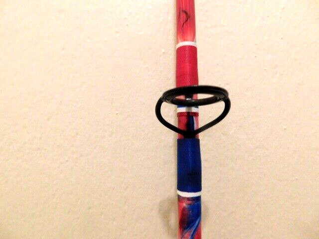 CUSTOM SPINNING ROD 7 FT 20-40 LB RED WHITE BLUE MARBLE NEW