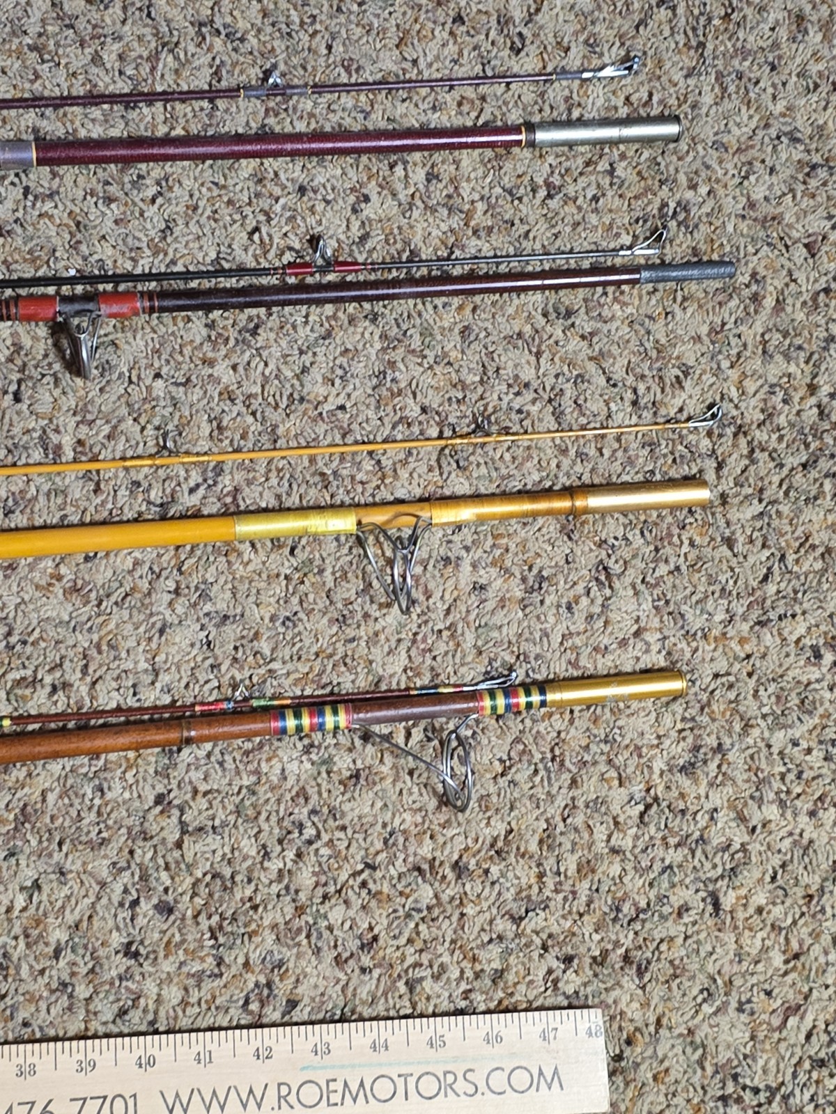 7 Vintage Fiberglass Bamboo Saltwater Freshwater Rods Eagle Claw Motague “As Is”