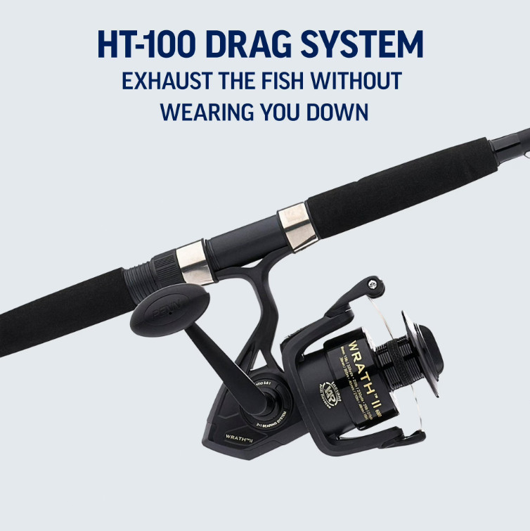 PENN Wrath II Spinning Fishing Combo, 7′ Medium Rod, 4000 Size Reel Saltwater