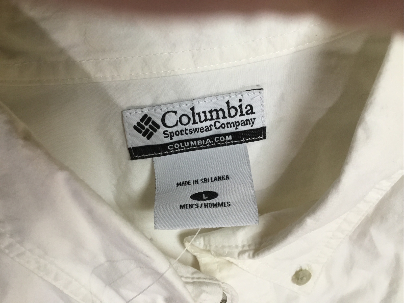 Columbia NWT FISHING SHIRT PFG Sz L White All Cotton Redfish Emblem Men L