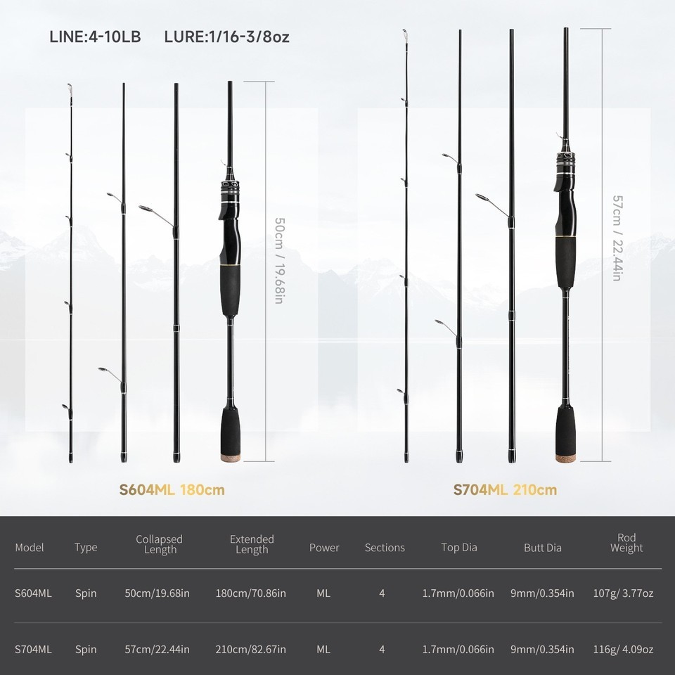 Portable Fishing Rod Carbon Fiber Ultra Light Spinning Casting Lure Fast Rods