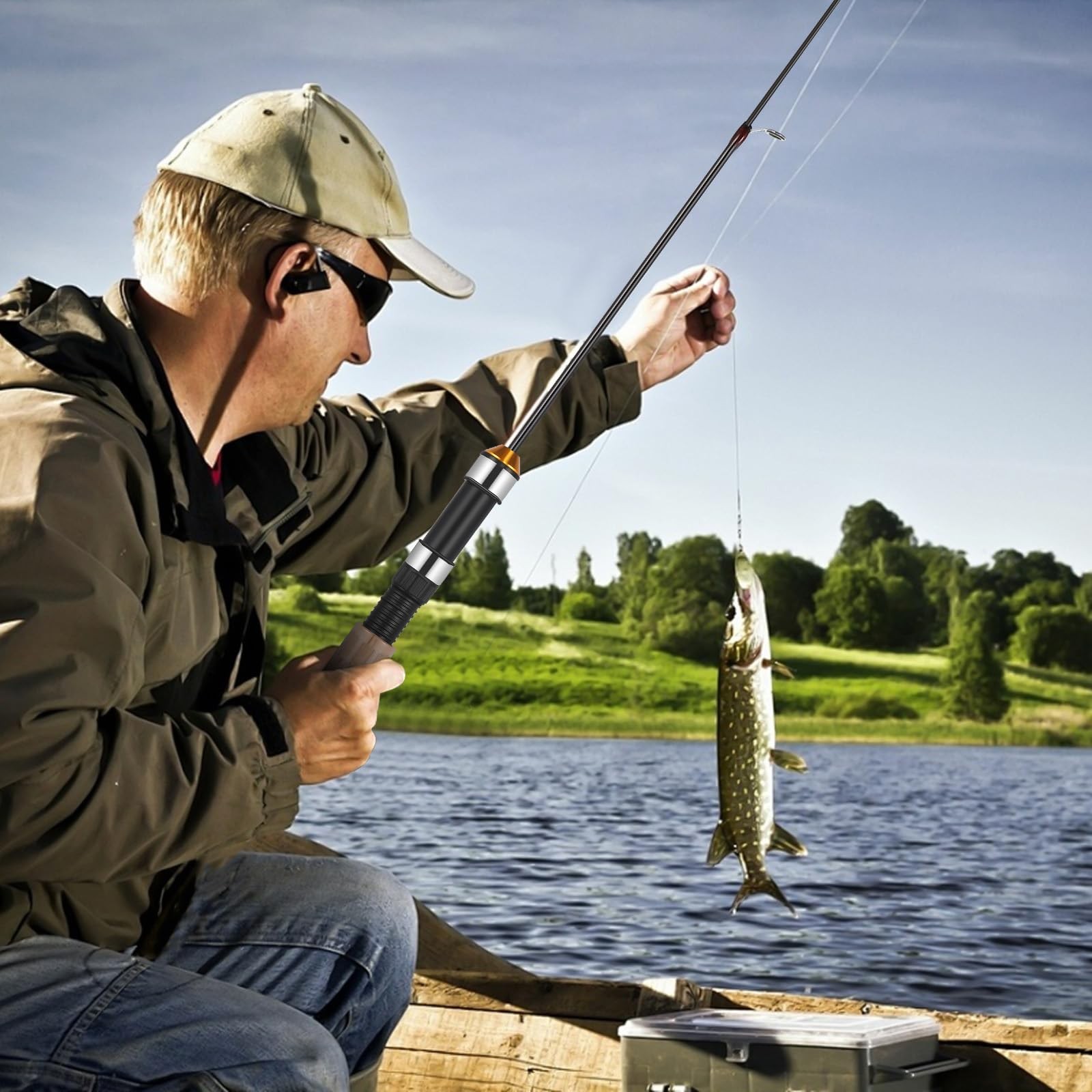 TOYANDONA Pocket Telescopic Fishing Rod, 25.6 Inch Carbon Mini Brown