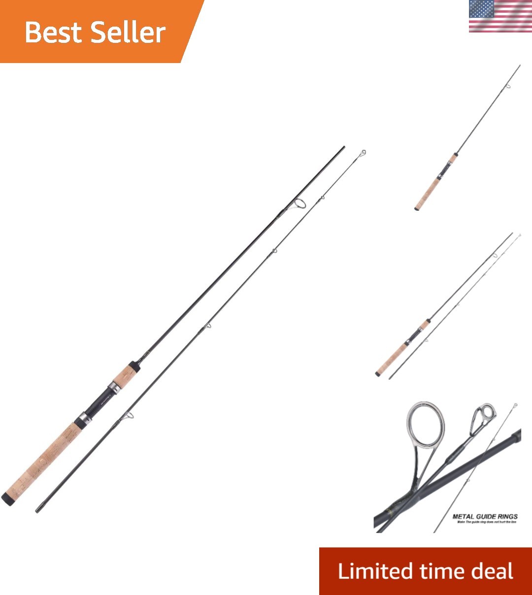 Fast Action 7′ Graphite Trout Rod – 2-Piece Design with Comfortable Cork Grips