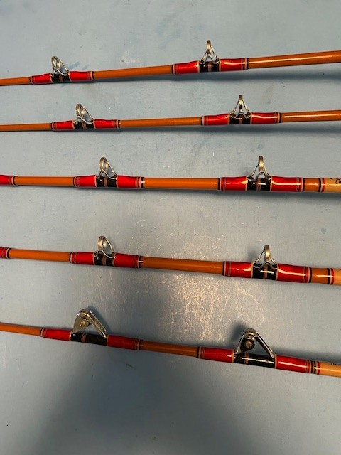 MATCHING SET OF 5 RARE CUSTOM BUILT CALSTAR FISHING RODS BY YO’S CUSTOM RODS