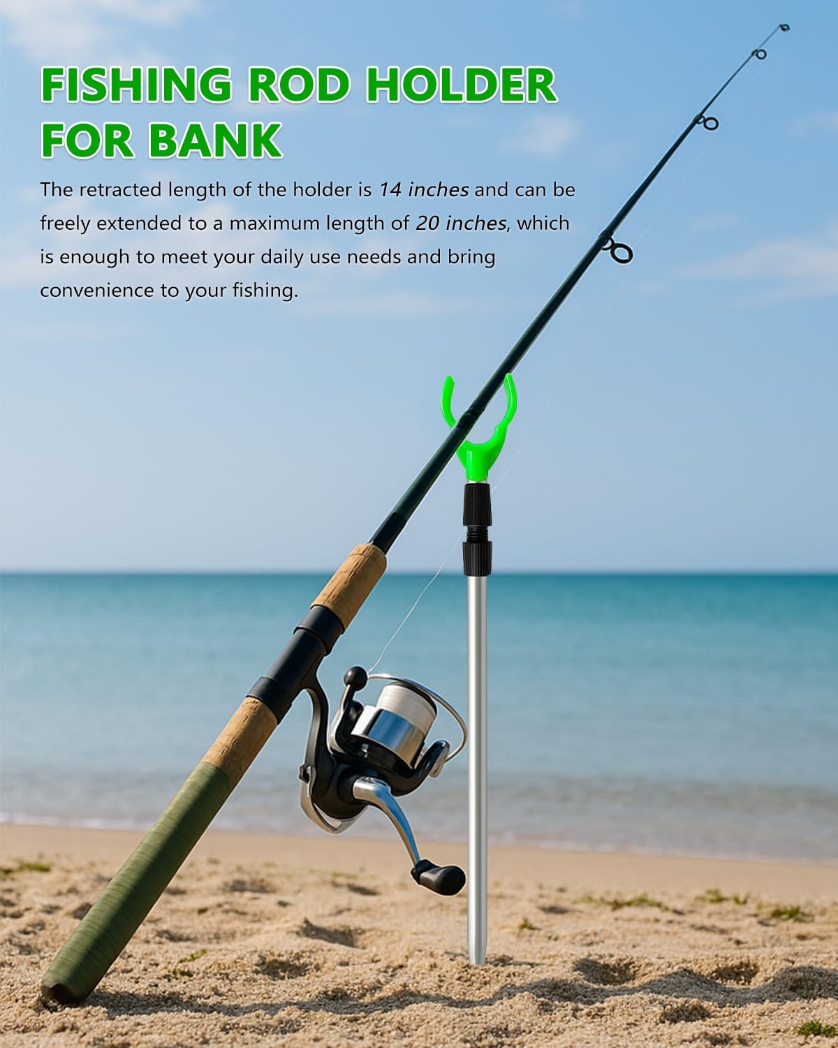 Fishing Rod Holder, Adjustable Telescopic Pole Telescopic, Black