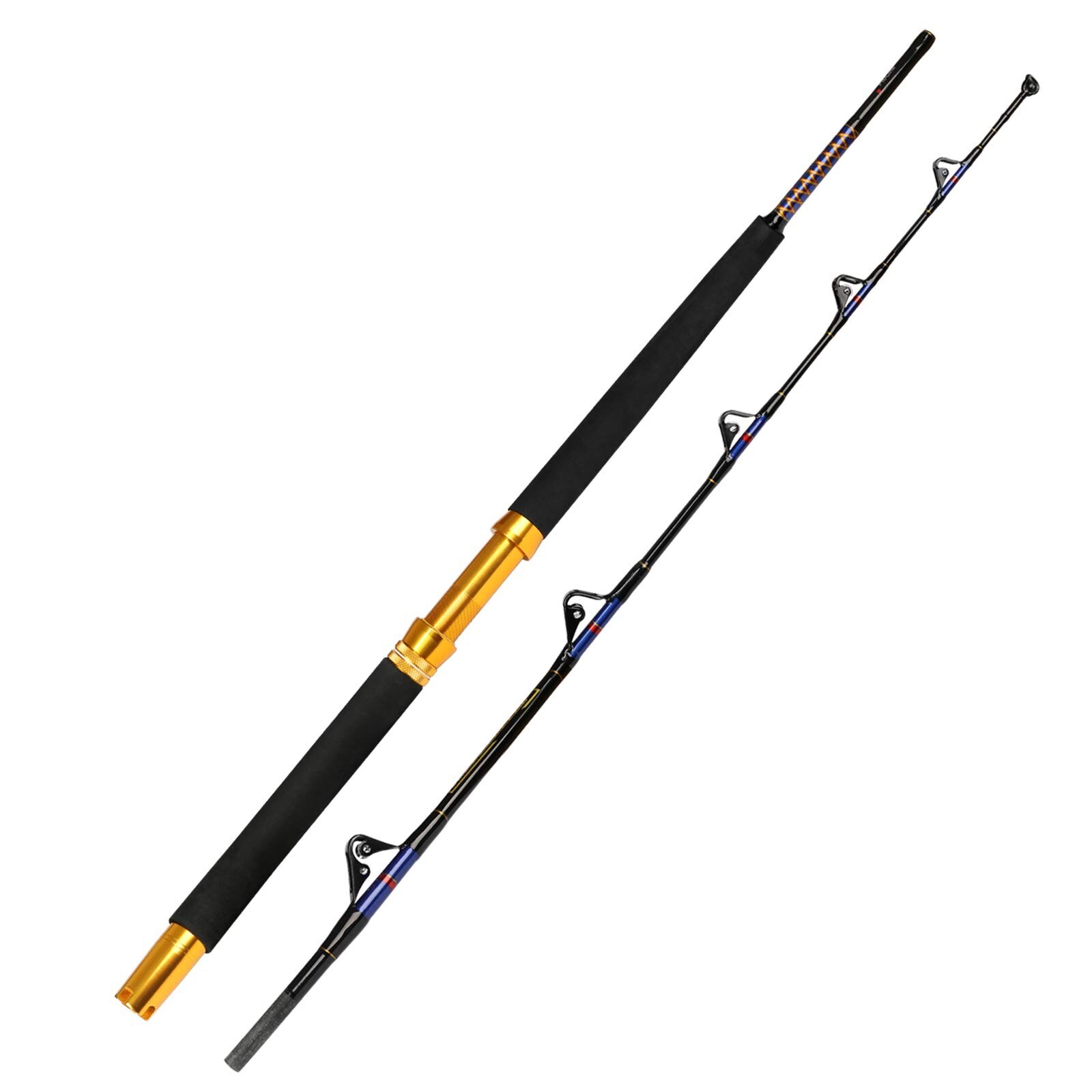 Fiblink Saltwater Fishing Trolling Rod 1 Piece/2 Piece Heavy Roller Rod Big N…