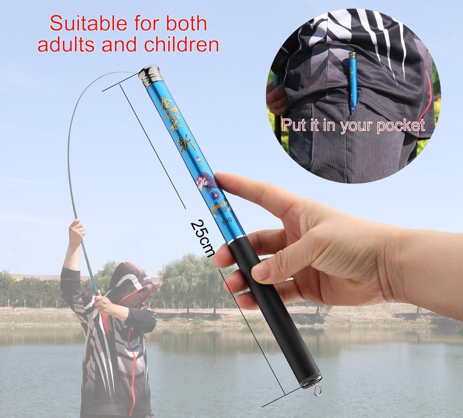 Portable Telescopic Crappie & Freshwater Fishing Rod Combo – Ultra Light Carb…