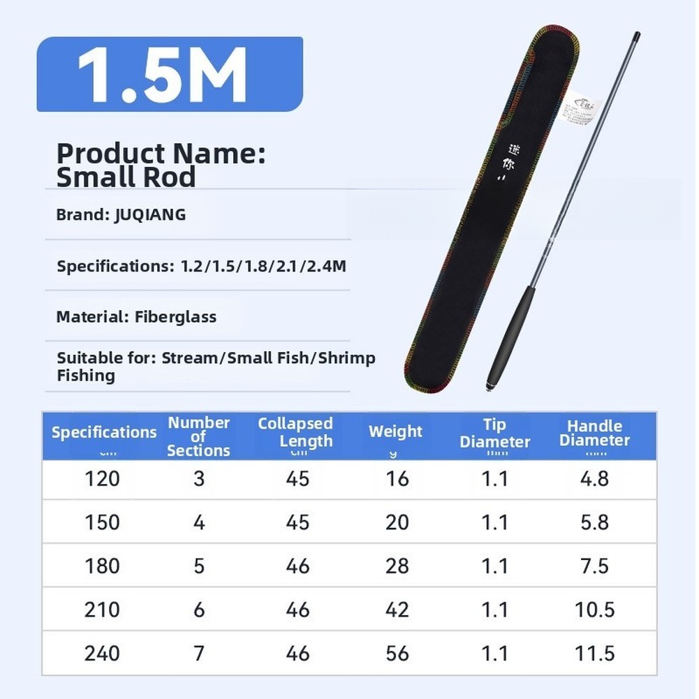 Stream Fishing Rod UL Design – Lightweight Fiberglass Rod 180 46cm 210 46cm