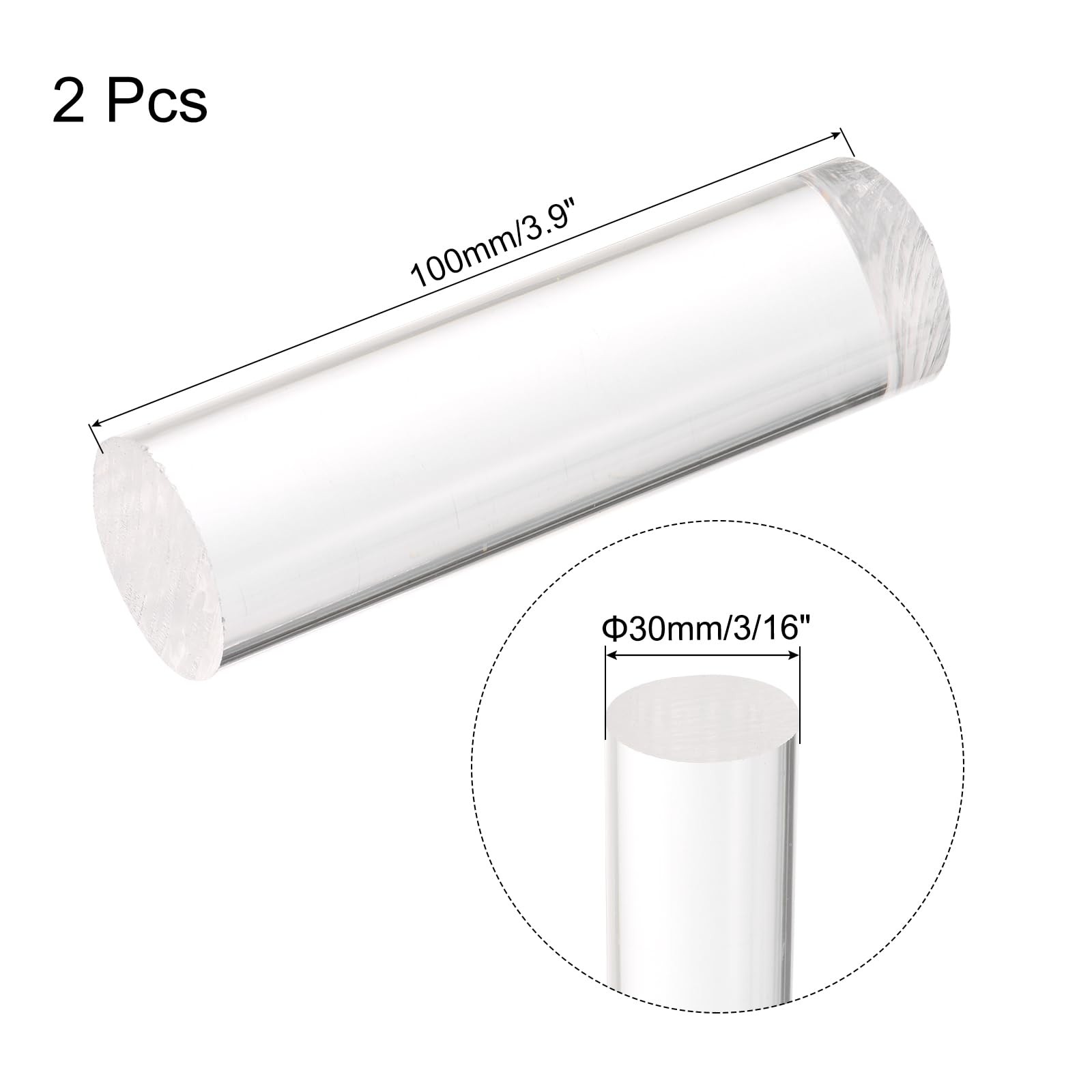 2pcs Acrylic Round Rods 1-3/16″ x 4″ Clear Acrylic Dowel Rods Sticks Plastic …