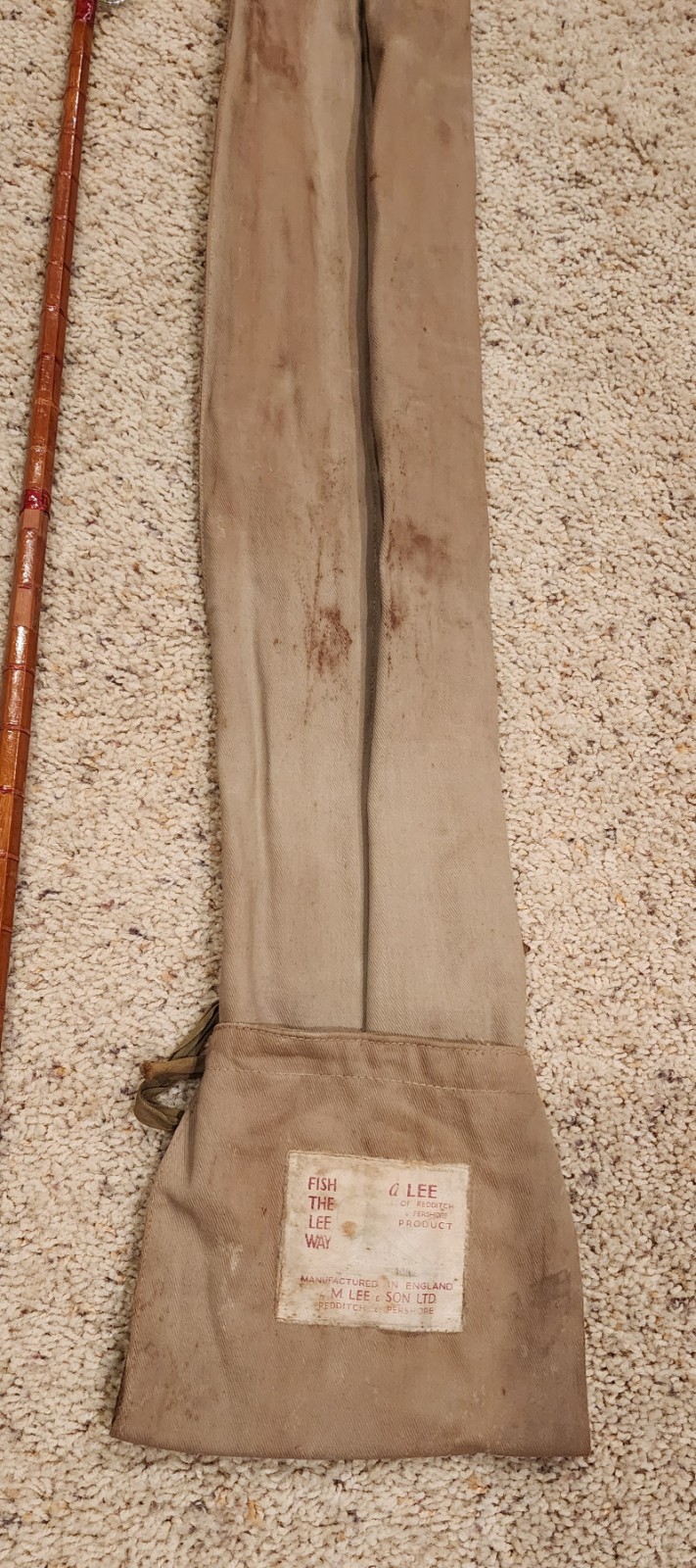 Vintage England Lee of Redditch & Pershone Bamboo Boat Surf Fishing Rod – 8′ 2″
